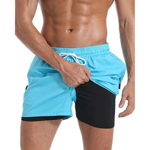 Athletic Shorts Workout Running ummer holiday beach pockets zipper 4 way stretch for men running swim shorts Tennis Active Sports Basket