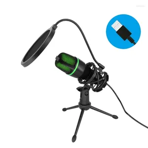 Microfones Professional USB Condenser Microfone RGB Luz para PC Studio Streaming Video Video Youtube Podcasts Gravando vocais