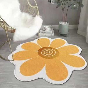 Carpets Flower pattern carpet machine washable imitation cashmere for home use garden bedroom childrens room decorative mat H240517