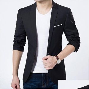 Mens Suits Blazers Suit Coat Fashion Casual Slim Fit Solid Formal One Button Jacket Male Blazer Plus Size Drop Delivery Apparel Clot Dhisr