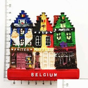  Buzdolabı Mıknatıslar 3pcsfridge Belçika Reçine Mıknatıs Mons Buzdolabı 3D Çıkartmalar Dekor Bre Brüksel Turist Damla Teslimat Ev Garde DHGXW