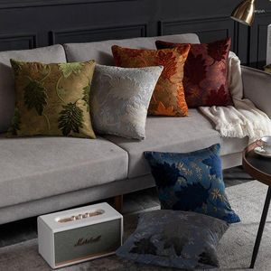 Cuscino europeo jacquard copertura di velluto a colori solidi foglie decorative cuscini divano sedia divano sedia letto posteriore cuscino