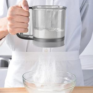 Backwerkzeuge Edelstahl Mesh Shaker Sieb Tasse Kurbelmehl Sifter mit Messskala Eiskreises Zuckerbackschichtwerkzeug