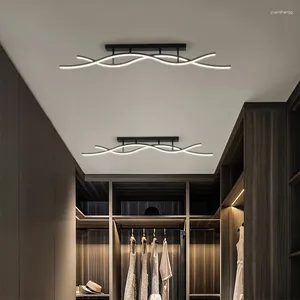 Chandeliers Black LED Ceiling Light For Cloakroom Corridors Aisle Foyer Balcony Bedroom Living Room Home Decoration Modern Smart Chandelier