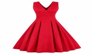Kadınlar feminino vestidos kolsuz vintage yaz elbisesi 50s 60s salıncak retro salıncak artı boyut s - 4xl pamuk parti bowknots elbise D4843984