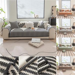 Chair Covers Non Slip Chenille Sofa Cover Striped Thickened High-quality For Living Room L-shaped Towel Home Decor