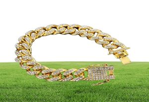 HipHop Bling Bling Schmucksets 14K Gold plattiert vollkubische Zirkonia Halskette Armbänder Männer Frauen Miami Cuban Link Chain ECED A9943048