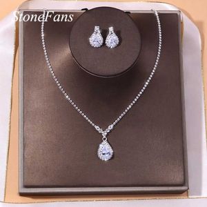 Bröllopsmycken set Stonefans Simple Crystal Droplet Set Necklace Cubic Zircon Talisman Maxi örhängen deklaration