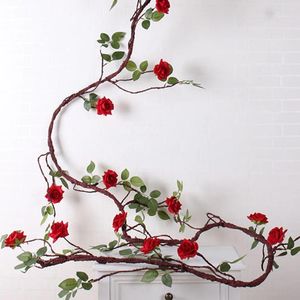 Dekorativa blommor Fake Flower Simulated Rose Vine Artificial Floral Decor Home Garden Wall Decoration