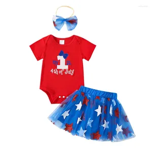 Kleidungssets geboren in meinem ersten 4. Juli Baby Girl Outfits Strampler Weiß Rot und Blau Shorts Stirnband