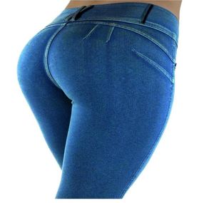 السراويل الأوروبية والأمريكية عالية الخصر السوائل جينز سحاب بالإضافة إلى الحجم نساء 039s طماق 5414887