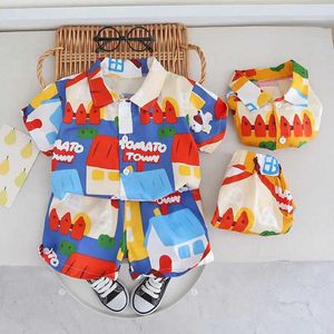 Set di abbigliamento per bambini estivi per bambini e ragazze camicie stampate colorate e abbigliamento per bambini corti per bambini WX64514