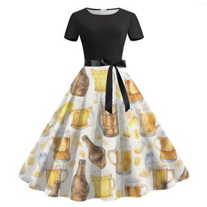 Vestidos casuais coquetel vintage formal para mulheres na altura da manga curta retro uma linha giratória maxi vestido maxi