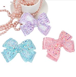 Hair Bows With Black Clips Kids Girls Crystal Jelly Bows Hair Clips Hairgrips Hair Accessories fully-jewelled bow hairslide