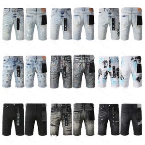 5A 2024 Ny designer Mens Purple Jeans Shorts High-End Quality Streetwear bästsäljande lyx sommarmode Splashink Letter Print Hip Hop Streetwear