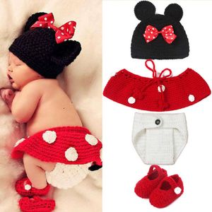 4PCS Animal Style Crochet Halloween Costume Newborn Photography Props Handmade Knit Outfit Sleepy Owl Frog Baby Gift L2405