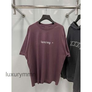 Designer T-shirts Ballencigss Hoodies Herrtröjor för män {} Högutgåva Paris B Home R Label Lime English Letter Printing Short Sleeve and Women's Loose T-shirt 3AVN