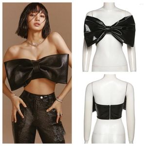 Kvinnors tankar Kpop Girl Group Lisa Nightclub Sexig Bow Knot Sling Vest Crop Top Women Summer Street Slim Camisole Backless Tops