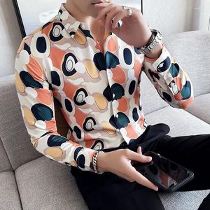 Men's Casual Shirts 2024 Summer Art Dot Printing Men Slim Fit High Quality Social And Business Formal Shirt Party Tuxedo Blouse