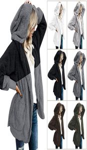 Fashion Fleece plus size com capuz comprido casaco de capuz mulheres sobretudo sobretudo outono outono fino com capuz de peles de pêlo comprido na jaqueta quente de manga longa