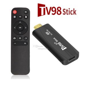 Stick 1PC TV98 TV Stick 4K SMART 2.4G 5G WIFI Android TV Box 12.1 RockChip 3228a HDR Configuração Top OS HD 3D Media Player Player