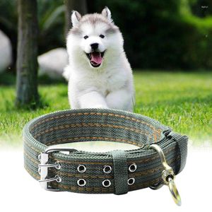 Dog Collars Army Green Double Breasted Halsband Justerbar stark krage metallspänne Dubbel rad Säkerhet för medelstora stora hundar