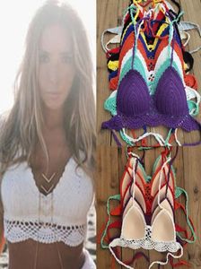 10 Color Hand Crochet Bikini Top Push up Festival Tassel Crop Top Crochet Swimsuit Beach Clothing7642299