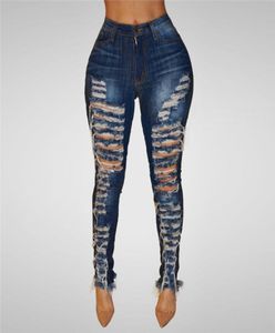 Women Jeans Boyfriends High Waisted Hole Ripped Skinny Denim Stretch Slim Pants Calf Length Jeans Pencil Pants For Women E239254609