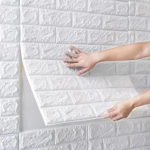 Adesivos de parede à prova d'água de espuma decoração de quarto 3d Padrão de tijolos papel de parede clássico decoração de quarto 70cmx1m