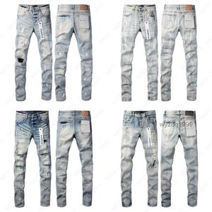 Designer jeans för män lila jeans high street denim byxa Europe och USA mode tidvatten fit hole hip-hop slim jean pantsdasg