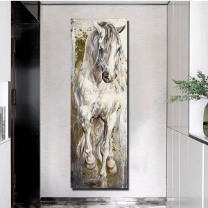 Modern Vertical Canvas Art Horse Painting målningar på väggens hem vintage dekor duk affischer skriver ut bilder