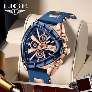 Armbandsur Lige Triangle Skeleton Mens Sports Quartz Watch Business Oregelbundet Watch Luxury Rostfritt Steel Band Reggiol2304