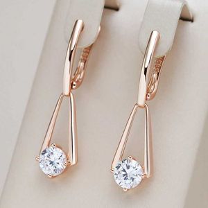 Dangle Chandelier Kienl Simple Shiny Natural Zircon Drop Earrings Suitable for Womens Luxury 585 Rose Gold Long Earrings High Quality Daily Jewelry d240516