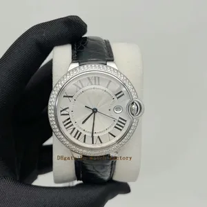 Männer beobachten 69012Z4 Sapphire Römische Zahl Zifferblatt Cal 049 Automatische Maschinen 42,1 mm Imbue Diamant Silber verdrehte Schnurgravierte mit Schwertform blauer Stahl