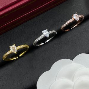 Luxury Designer Ring Brand Couple Single Stone Ring High Quality 18k Gold Women's Ring