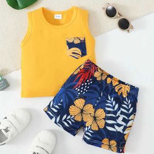 衣類セット3〜24か月幼児の男の子の服セット夏季ポケットTシャツショーツ2PC