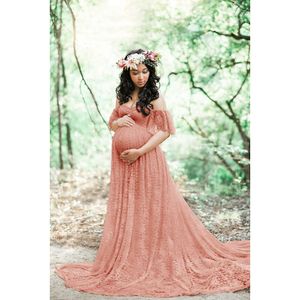 Nowe koronkowe sukienki macierzyńskie do fotografowania w ciąży ciąż