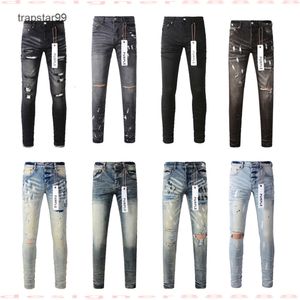 lila jeans designer jeans för mens lila varumärke jeans hål mager motorcykel trendig rippad lapptäckhål året runt slim ben