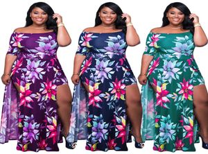 Xl5x plus size Women Clothing Womens Summer Dress Fashion Casual Digital Printing Conneined Split Woman Dresses T12425898798