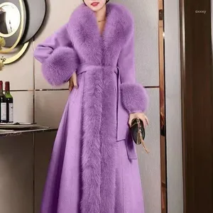 Women's Fur 23 Autumn and Winter Fashion Slim Tall Coat Mink Velvet mångsidig utländsk mysig lös temperament imitation