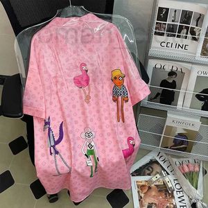 Damska designerska sukienka sleka damska letnia długość krótkiego rękawu urocze różowe różowe styl na Instagramie Wysoka uroda luźna cienka koszula sukienka sleka fu6f