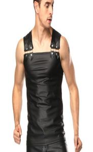 2018 Plus Size MXXL MENS SEXY VEST Faux Leather Gothic Black Rivets Button Tank Tops For Man Gay Wear T Shirts Men039s Onders4101829