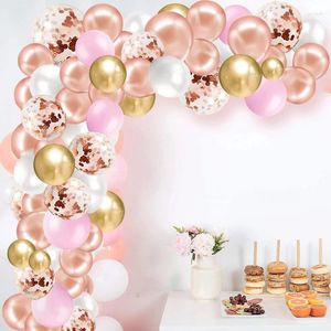 Decoração de festa rosa ouro balão arco kit rosa confete de confete de bebê
