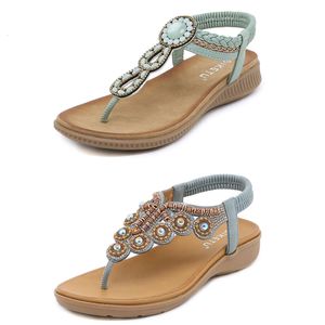 2024 Bohemian Sandals Women Slippers Wedge Gladiator Sandal Womens Elastic Beach Shoes String Bead Color8 GAI-966