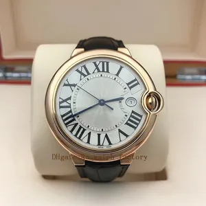 Men Watch Automatic Machinery 42.1mm Brown Strap Crocodile Skin 18k Rose Gold Groove Crown With A Convex Round Sapphire Inlaid Roman Numerals