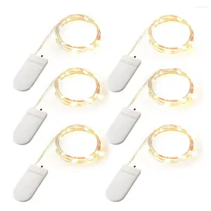 Dizeler 6pcs DIY LED String Işık Ip65 Su Geçirmez Bakır Tel Atmosfer Parti İç Mekan Açık Ev Dekoru Pil Çalışan Peri Lamba