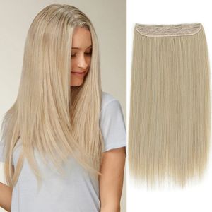Syntetisk blondin lång rak 4 -klipp i hårförlängning 22 tum 150g Kanekalon futura en bit klipp för kvinnor