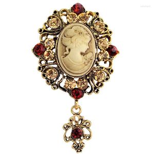 Brooches Cameo Victorian Style Crystal Wedding Party Women Pendant Brooch Pin