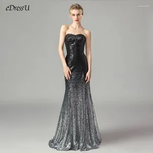 Abiti da festa Abito da sera senza schienale Black Silver Gredient Sequestro Wedding Strapless A-Long Vestido de Fiesta WS-4202