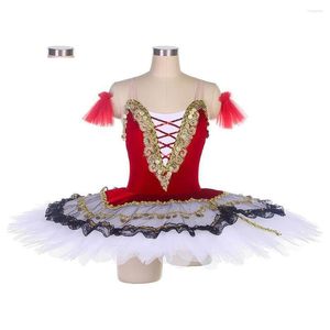 Scene Wear Red Stretch Veet Bodice Ballet Tutu Costumes With Gold Applique Professional Pancake for Women and Girls Bll452 Drop Deliv Dhxbu